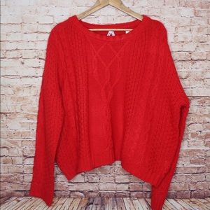 Mudd | Red Chunky Cable Knit Sweater